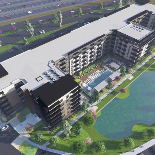 aerial view of a building