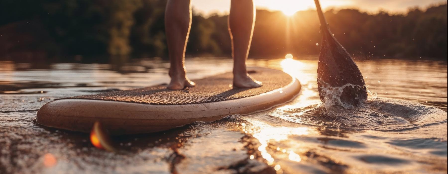 a person paddle boarding